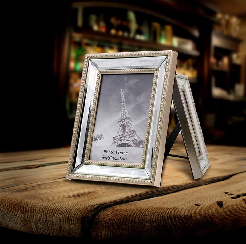 Meetart 4x6 2 Pack Mirror Photo Frames Sets for Wall Pictures Decor or Table Stand - Image 2